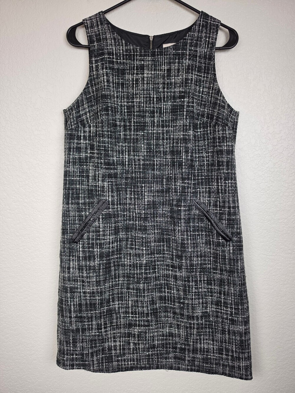 LOFT Women's Sleeveless Tweed Dress Size 8 Black White